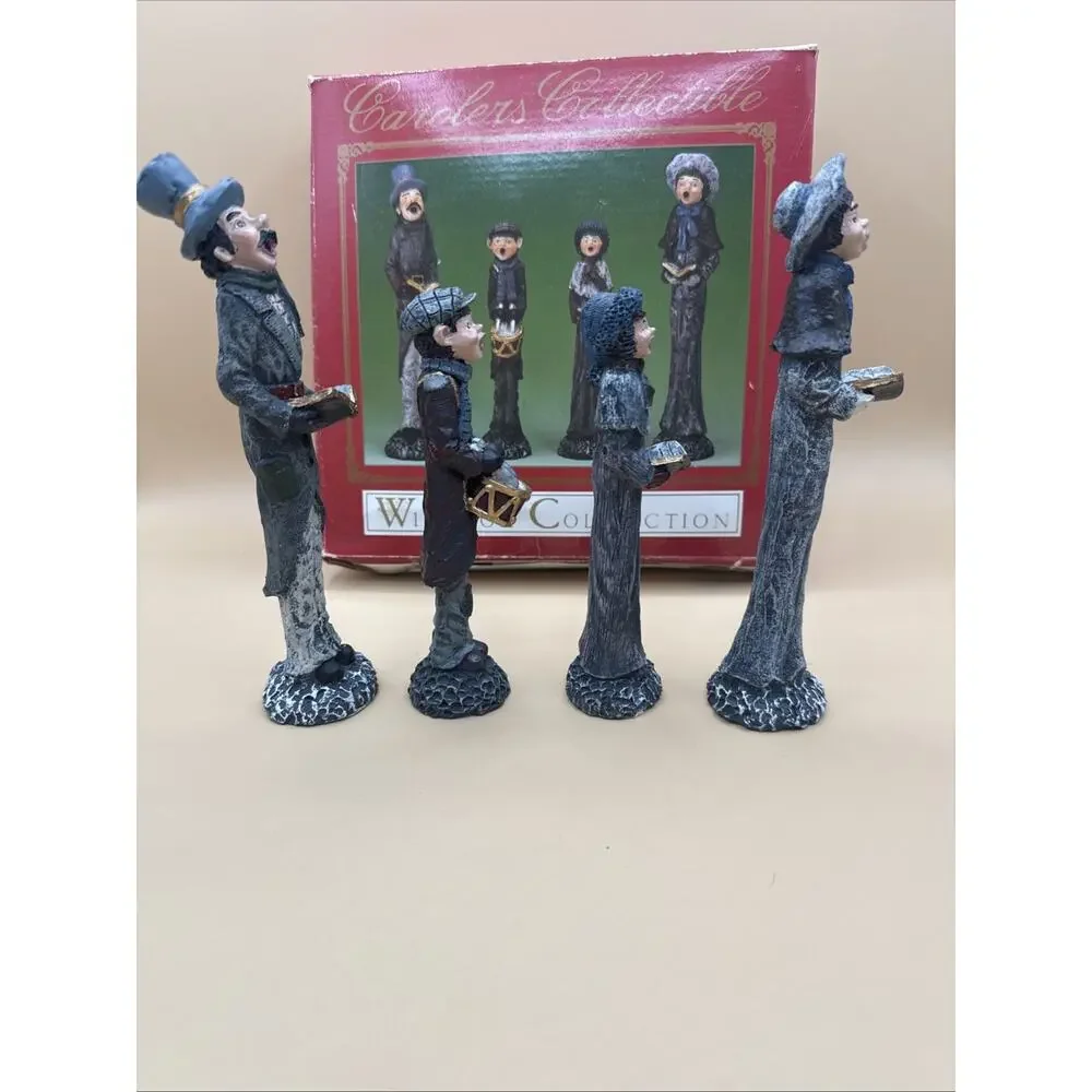Set Of 4 Christmas Pencil Figurines Windsor Collection Family of Carolers Decor